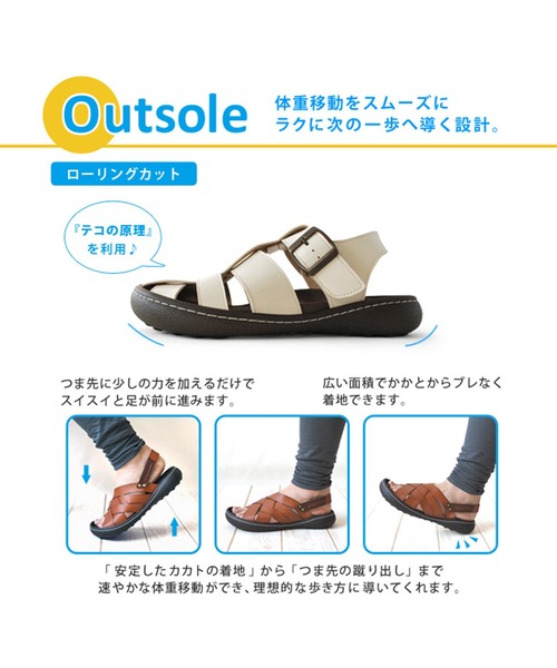 Re:getA(リゲッタ)の「RegettaCanoe グルカサンダル CJNT1002(サンダル・レディース・ブラック/アイボリー/ダークブラウン・L/S/M)」の10枚目の写真
