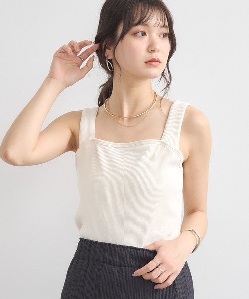 earth music&ecology(アースミュージックアンドエコロジー)の「ワイドストラップキャミソール(キャミソール・レディース・アイボリー/ブラック/チャコールグレー/ベージュ・S/M)」の2枚目の写真