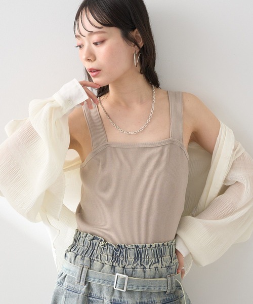 earth music&ecology(アースミュージックアンドエコロジー)の「ワイドストラップキャミソール(キャミソール・レディース・アイボリー/ブラック/チャコールグレー/ベージュ・S/M)」の10枚目の写真
