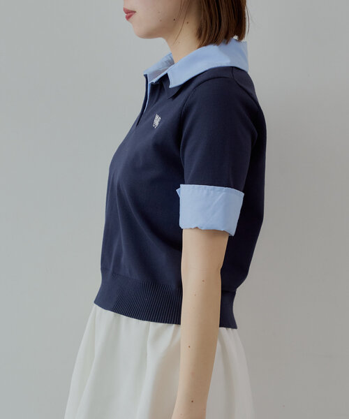 WEB限定】刺繍入り襟付きポロニット（ニット/セーター）｜Chico