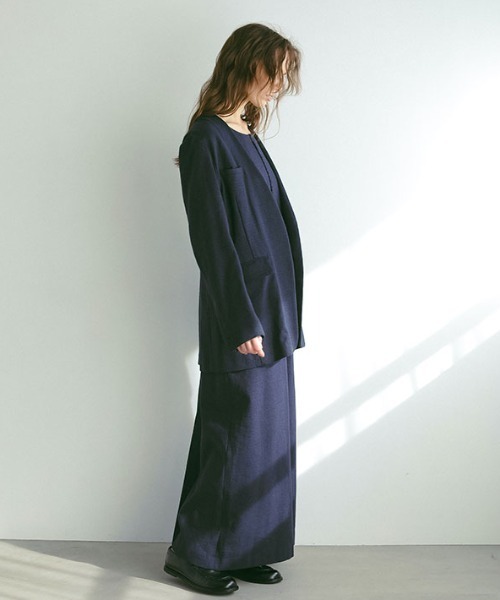 ETRE TOKYO(エトレトウキョウ)の「リネンノーカラージャケット(ノーカラージャケット・レディース・ベージュ/ネイビー・S/M)」の8枚目の写真