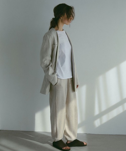 etre tokyoエトレトウキョウノーカラーシアーリネンジャケット WHITE ETRE TOKYO - ノーカラーシアーリネンジャケット - WHITE