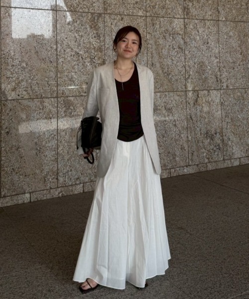 etre tokyoエトレトウキョウノーカラーシアーリネンジャケット WHITE ETRE TOKYO - ノーカラーシアーリネンジャケット - WHITE