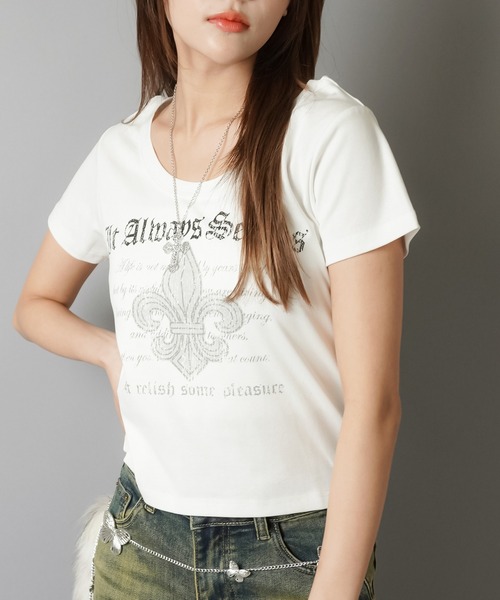 SPINNS(スピンズ)の「平成ギャルTシャツ/ユリ(Tシャツ/カットソー・レディース・オフホワイト/ブラック・ONESIZE)」の7枚目の写真