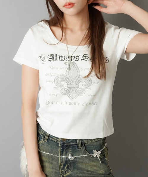 SPINNS(スピンズ)の「平成ギャルTシャツ/ユリ(Tシャツ/カットソー・レディース・オフホワイト/ブラック・ONESIZE)」の4枚目の写真