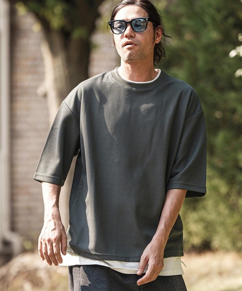 CAMBIO(カンビオ)の「mt9756- フェイクレイヤード鹿の子Tシャツ(Tシャツ/カットソー・メンズ・ライトグレー/ブラック/チャコール・LL/M/L)」の17枚目の写真