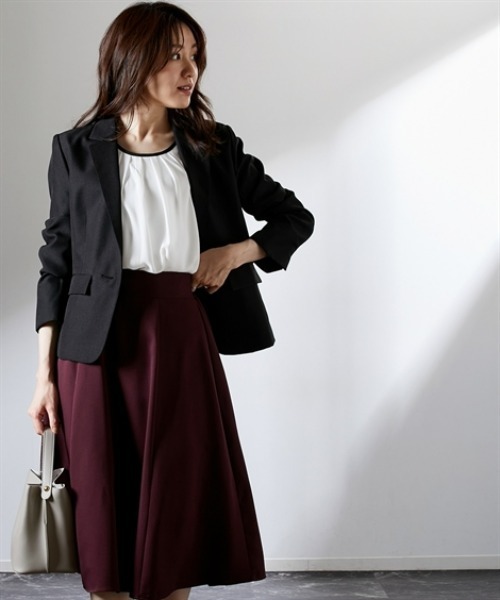 7days Life Styling(セブンデイズライフスタイリング)の「配色フレア袖ブラウス(カットソー裏地付)<大きいサイズ有>(シャツ/ブラウス・レディース・グレイッシュベージュ/ブラック/オフホワイト・S/M/L/LL/3L)」の14枚目の写真