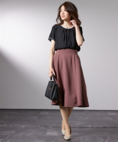 7days Life Styling(セブンデイズライフスタイリング)の「配色フレア袖ブラウス(カットソー裏地付)<大きいサイズ有>(シャツ/ブラウス・レディース・グレイッシュベージュ/ブラック/オフホワイト・S/M/L/LL/3L)」の8枚目の写真