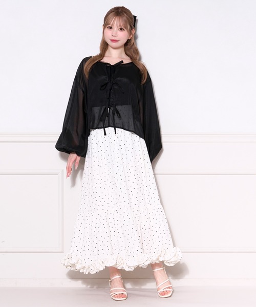 apres jour(アプレジュール)の「シアーリボンブラウス(シャツ/ブラウス・レディース・ミント/ベビーピンク/ライトブルー/アイボリー/ブラック・フリー/X-LARGE)」の13枚目の写真