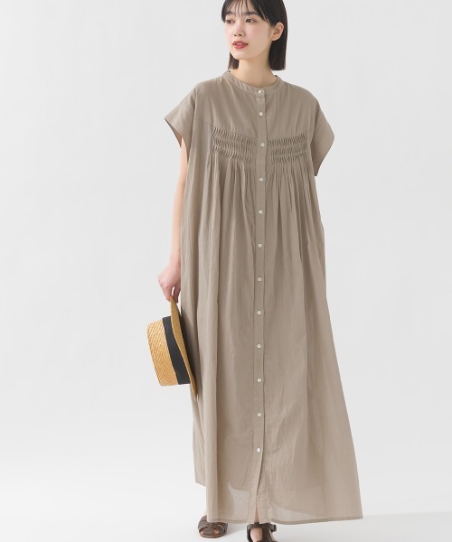 コットンボイルタックギャザーワンピース（ワンピース）｜OMNES