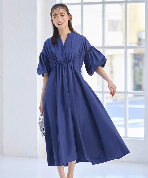 洗える ｜ バルーンスリーブ フレア シャツワンピース ｜ レディース