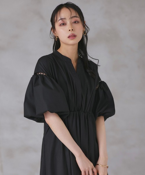 洗える ｜ バルーンスリーブ フレア シャツワンピース ｜ レディース