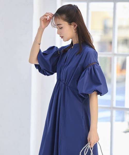 洗える ｜ バルーンスリーブ フレア シャツワンピース ｜ レディース