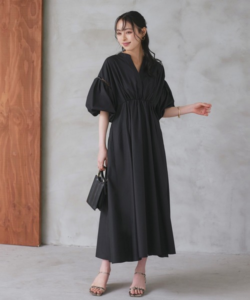 RUIRUE BOUTIQUE（ルイルエブティック）の「洗える ｜ バルーンスリーブ フレア シャツワンピース ｜ レディース おしゃれ きれいめ 休日コーデ 二の腕カバー 休日コーデ シャツワンピ ワンピース（シャツワンピース・レディース・ブラック/ライトカーキ/ロイヤルブルー・LL/S/M/L）」の10枚目の写真