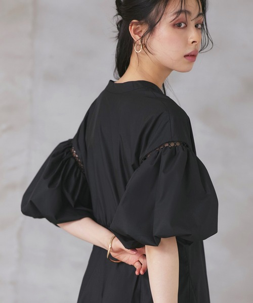 RUIRUE BOUTIQUE（ルイルエブティック）の「洗える ｜ バルーンスリーブ フレア シャツワンピース ｜ レディース おしゃれ きれいめ 休日コーデ 二の腕カバー 休日コーデ シャツワンピ ワンピース（シャツワンピース・レディース・ブラック/ライトカーキ/ロイヤルブルー・LL/S/M/L）」の11枚目の写真
