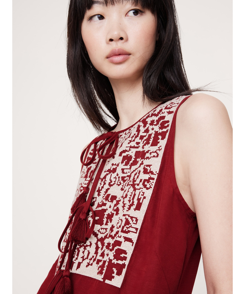 Banana Republic（バナナリパブリック）の「エンブロイダリー テンセル(TM)リネン ミニドレス（ワンピース・レディース・ピンク系その他/ブラック・M/XS/L/S）」の7枚目の写真