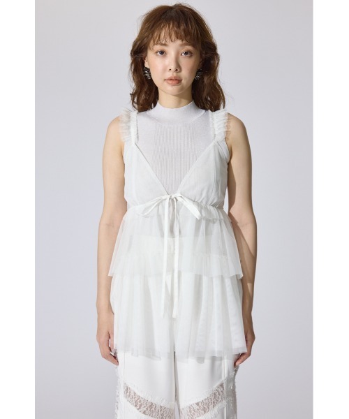 rienda(リエンダ)の「ボリュームチュールジレ シアートップス 春服 夏服(シャツ/ブラウス・レディース・ホワイト/ブラウン/グレー・FREE)」の8枚目の写真