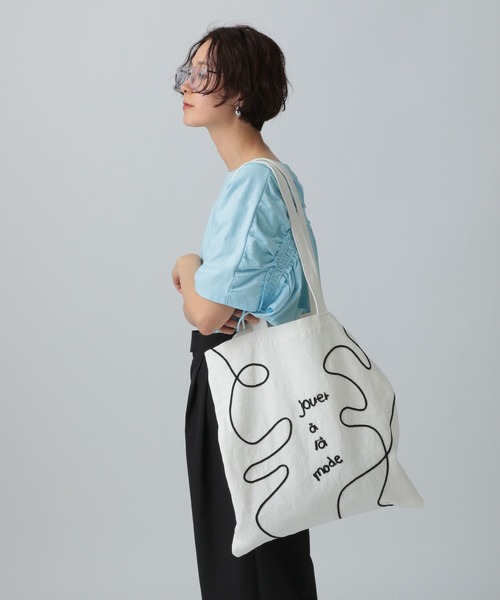 LEPSIM（レプシィム）の「コード刺繍BIGトート　451460（トートバッグ・レディース・オフホワイト/ベージュ・ONE SIZE）」の4枚目の写真