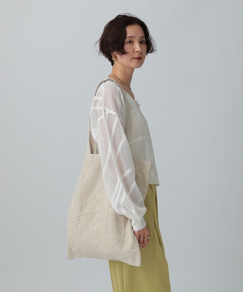 LEPSIM（レプシィム）の「コード刺繍BIGトート　451460（トートバッグ・レディース・オフホワイト/ベージュ・ONE SIZE）」の6枚目の写真
