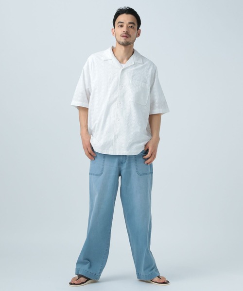 BAYFLOW（ベイフロー）の「レースピグメント半袖シャツ（シャツ/ブラウス・メンズ・ブルー/ホワイト/チャコール・LARGE/MEDIUM）」の11枚目の写真
