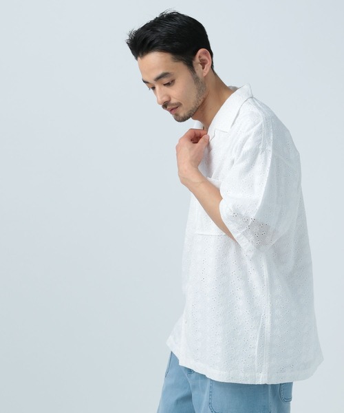 BAYFLOW（ベイフロー）の「レースピグメント半袖シャツ（シャツ/ブラウス・メンズ・ブルー/ホワイト/チャコール・LARGE/MEDIUM）」の10枚目の写真