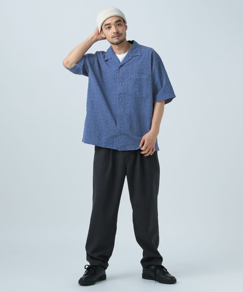 BAYFLOW（ベイフロー）の「レースピグメント半袖シャツ（シャツ/ブラウス・メンズ・ブルー/ホワイト/チャコール・LARGE/MEDIUM）」の6枚目の写真