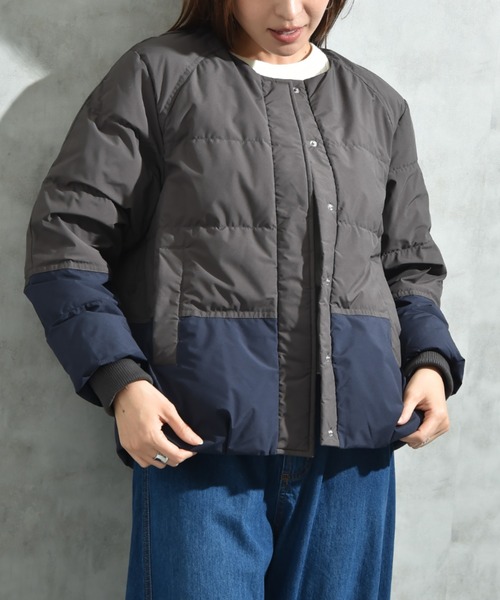 INTERPLANET（インタープラネット）の「エアリーノーカラーピュアダウン（ダウンジャケット/コート・レディース・ブラック/アイボリー/チャコールグレー・FREE）」の3枚目の写真