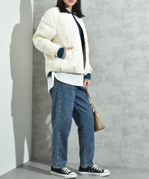 INTERPLANET（インタープラネット）の「エアリーノーカラーピュアダウン（ダウンジャケット/コート・レディース・ブラック/アイボリー/チャコールグレー・FREE）」の6枚目の写真