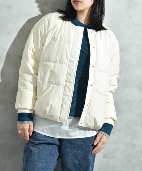 INTERPLANET（インタープラネット）の「エアリーノーカラーピュアダウン（ダウンジャケット/コート・レディース・ブラック/アイボリー/チャコールグレー・FREE）」の7枚目の写真