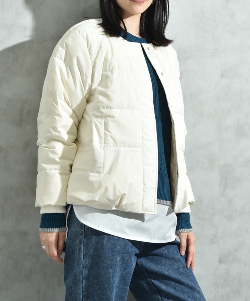 INTERPLANET（インタープラネット）の「エアリーノーカラーピュアダウン（ダウンジャケット/コート・レディース・ブラック/アイボリー/チャコールグレー・FREE）」の10枚目の写真