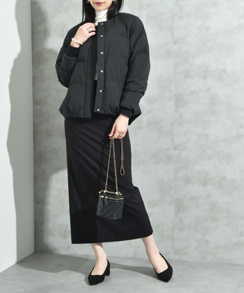 INTERPLANET（インタープラネット）の「エアリーノーカラーピュアダウン（ダウンジャケット/コート・レディース・ブラック/アイボリー/チャコールグレー・FREE）」の11枚目の写真