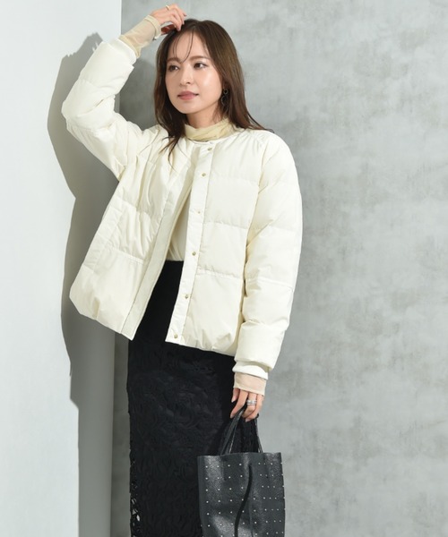 INTERPLANET（インタープラネット）の「エアリーノーカラーピュアダウン（ダウンジャケット/コート・レディース・ブラック/アイボリー/チャコールグレー・FREE）」の22枚目の写真