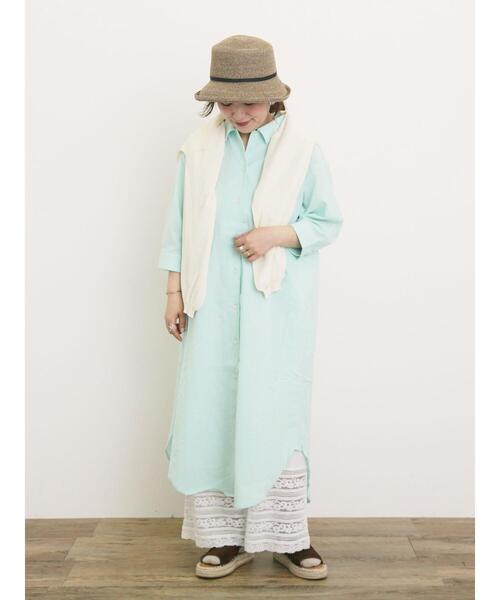 Samansa Mos2（サマンサ モスモス）の「【S/Mサイズ】◎柄アソートシャツワンピース（ワンピース・レディース・ミント/オフホワイト/ブルー/ブラック・S/M）」の3枚目の写真