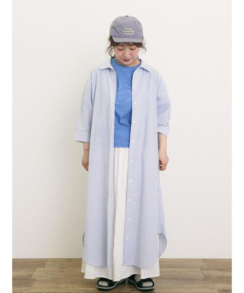 Samansa Mos2（サマンサ モスモス）の「【S/Mサイズ】◎柄アソートシャツワンピース（ワンピース・レディース・ミント/オフホワイト/ブルー/ブラック・S/M）」の5枚目の写真