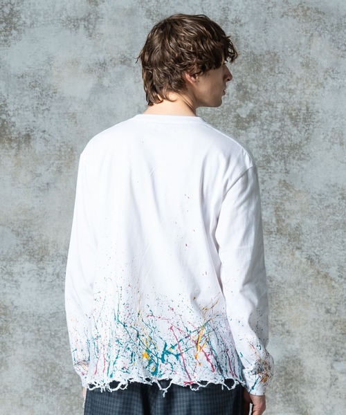 glamb（グラム）の「Damage Splash Paint Cutsew / ダメージスプラッシュペイントカットソー（Tシャツ/カットソー・メンズ・ブラック/ホワイト/レッド・S/M/L）」の9枚目の写真