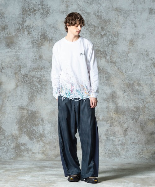 glamb（グラム）の「Damage Splash Paint Cutsew / ダメージスプラッシュペイントカットソー（Tシャツ/カットソー・メンズ・ブラック/ホワイト/レッド・S/M/L）」の10枚目の写真