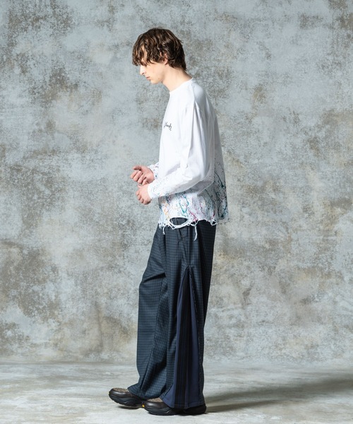 glamb（グラム）の「Damage Splash Paint Cutsew / ダメージスプラッシュペイントカットソー（Tシャツ/カットソー・メンズ・ブラック/ホワイト/レッド・S/M/L）」の12枚目の写真