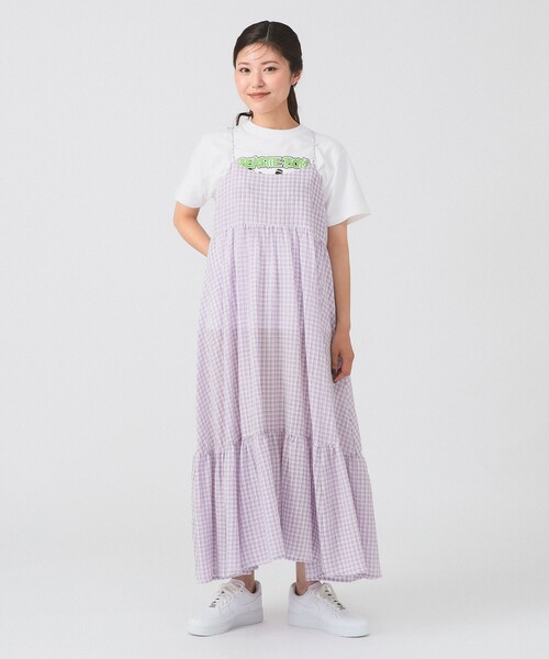 Ray BEAMS（レイビームス）の「ワッシャー チェック キャミワンピース（ワンピース・レディース・ラベンダー/ブラック・ONE SIZE）」の7枚目の写真