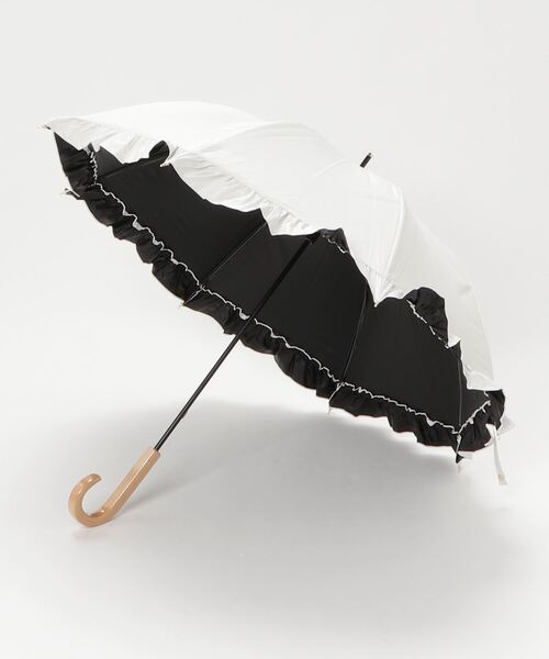 COMMON WARE(コモンウェアー)の「NT:UVフレンチフリルドーム 日傘 晴雨兼用(長傘・レディース・モカ/アイボリー/ブラック・FREE)」の17枚目の写真