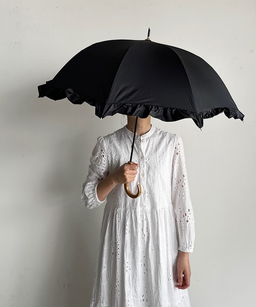 COMMON WARE(コモンウェアー)の「NT:UVフレンチフリルドーム 日傘 晴雨兼用(長傘・レディース・モカ/アイボリー/ブラック・FREE)」の18枚目の写真