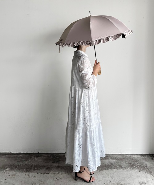 COMMON WARE(コモンウェアー)の「NT:UVフレンチフリルドーム 日傘 晴雨兼用(長傘・レディース・モカ/アイボリー/ブラック・FREE)」の22枚目の写真