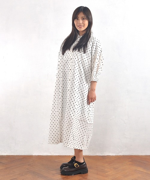 Tarame　ポリエステル　とろみ　総柄　シャツワンピース Tarame ポリエステル とろみ 総柄 シャツワンピース wavy check