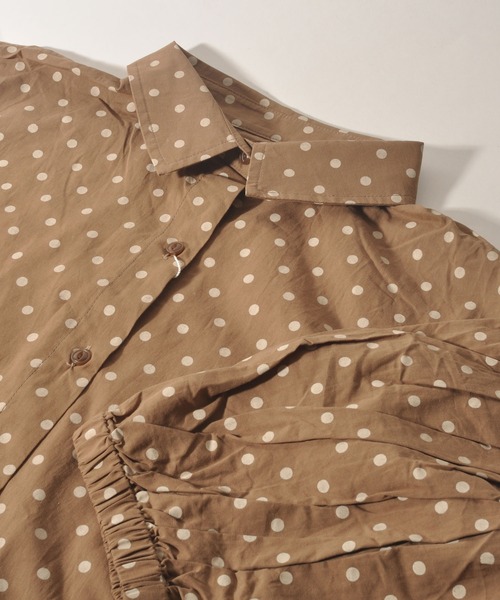 Colork(カラック) ボリューム袖 ドット柄 シャツワンピース（シャツ