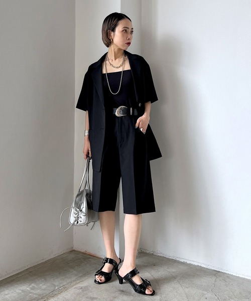 PAGEBOY（ページボーイ）の「ライトエステルハーフパンツ（スラックス・レディース・チェック/チャコールグレー/ブラック・FREE）」の5枚目の写真