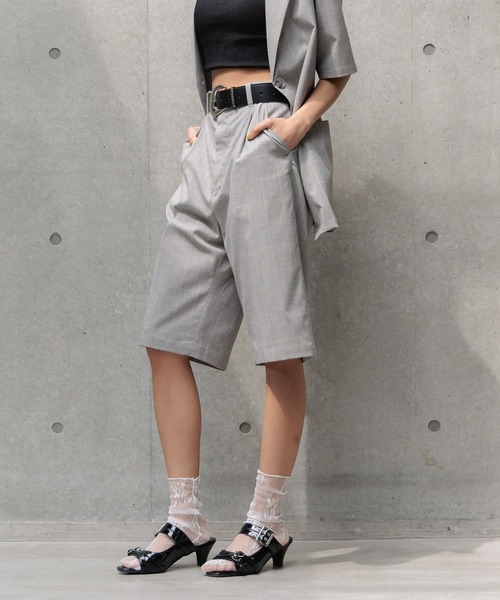 PAGEBOY（ページボーイ）の「ライトエステルハーフパンツ（スラックス・レディース・チェック/チャコールグレー/ブラック・FREE）」の17枚目の写真