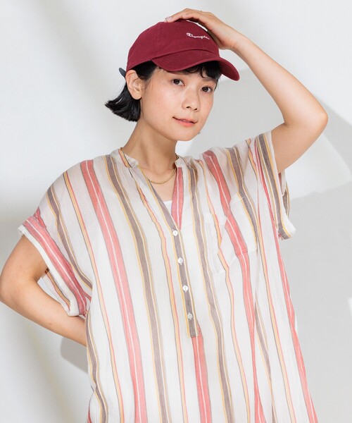 FREAK'S STORE（フリークスストア）の「インド コットンクレープヘンリーネックワンピース（シャツワンピース・レディース・ナチュラル/ブラック/ワイン/ネイビー・ﾌﾘ-）」の20枚目の写真