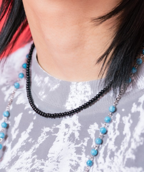 an meets zakka(アンミツザッカ)の「an meets zakka ガラスビーズネックレス(40cm)(ネックレス・レディース・ブルー/グリーン/レッド/ベージュ/ブラック/ホワイト・40cm)」の2枚目の写真