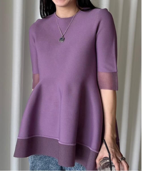 トップス MEDI WHOLEGARMENT PEPLUM KNIT TOP セール】MEDI WHOLEGARMENT PEPLUM KNIT TOP（Tシャツ
