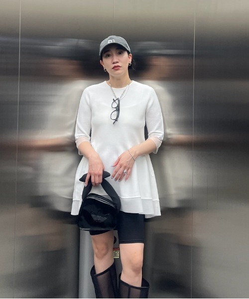 トップス MEDI WHOLEGARMENT PEPLUM KNIT TOP セール】MEDI WHOLEGARMENT PEPLUM KNIT TOP（Tシャツ