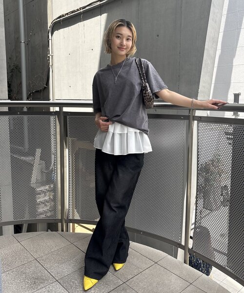 WHO'S WHO gallery（フーズフーギャラリー）の「【3サイズ展開】KOOKY'NケミカルウォッシュTEE（Tシャツ/カットソー・レディース・アイボリー/チャコールグレー/グレー・MEDIUM/LARGE/SMALL）」の4枚目の写真